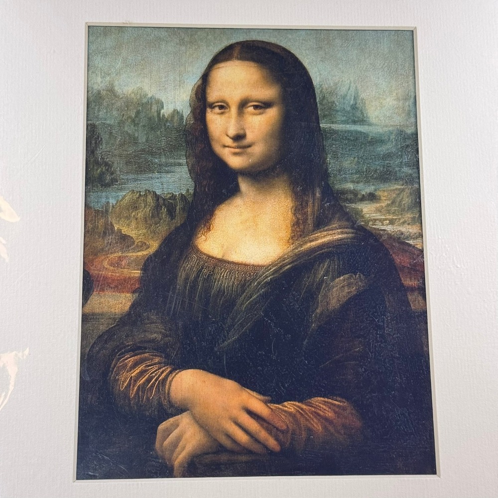 Musee du Louvre Leonardo da Vinci Mona Lisa Matted Art Print Paris 14x11 2003